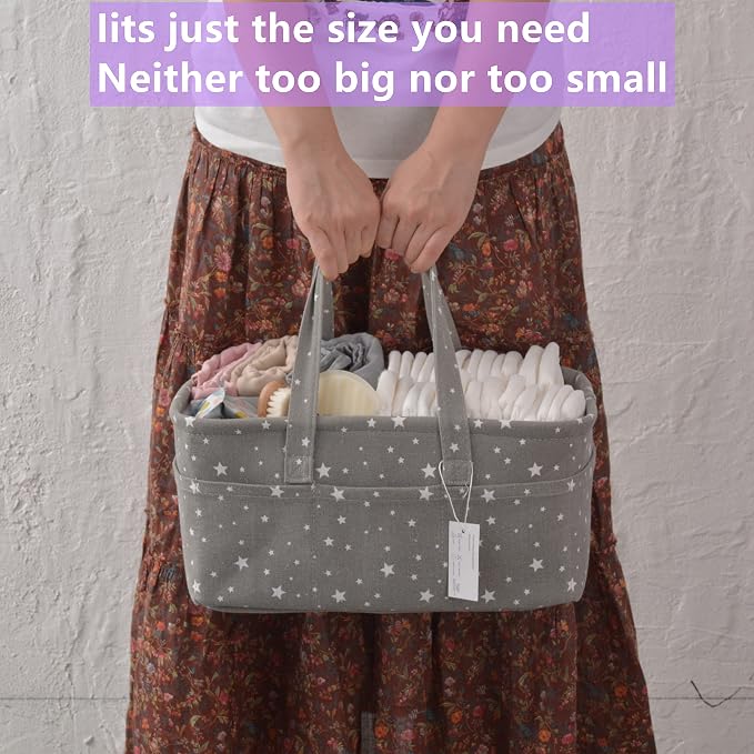 Baby Diaper Caddy Organizer Storage Basket for Girl Boy Shower Gifts Portable Large Nursery Holder Tote for Changing Table or Car Newborn Essentials Baby Registry Must Haves Item… - Image 4