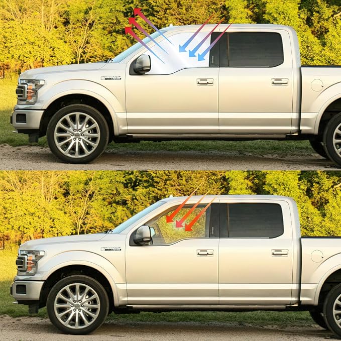 Front Side Window Sun Shade for 2015-2020 Fo-rd F150 Accessories 2Dr 4Dr Pickup, Foldable Window Sunshade Sun Visor Protector for F150, Side Window Shades Sun Shield Blocks UV Rays Heat - Image 5
