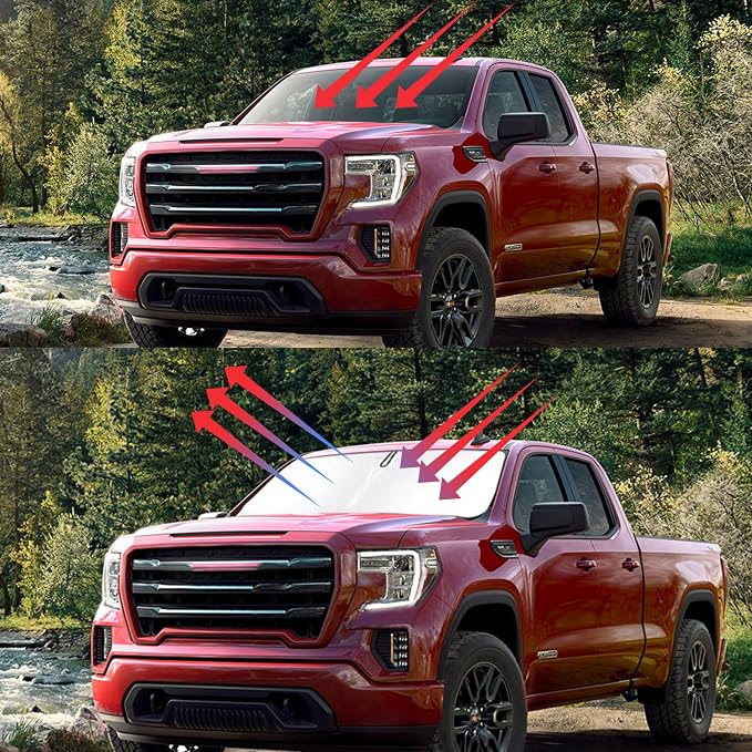 Windshield Sun Shade for GMC Sierra 1500 2500 3500 Accessories 2019 2020 2021 2022 2023 2024, Foldable Window Sunshade Sun Visor Protector, Front Windshield Sunshade Sun Shield - Image 6