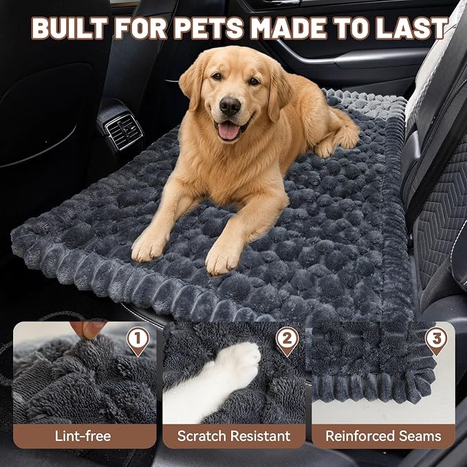 Dog Car Seat Waterproof Bed Cover Back Seat Grey 23.6”x51” | Nonslip Soft Comfortabl Pet Bed Mat Car Blanket for Travel Backseat Extender Seat Covers Dog Bed for Cars Trucks and SUVs - Image 7