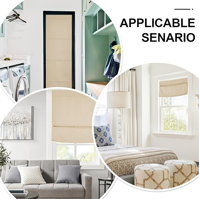 NICETOWN Biscotti Beige Magnetic Blackout Door Blinds, No Drill Roman Shade | Front French Door Curtain for Window, Thermal Insulated Light Blocking Shades, Sidelight Glass, 24" W x 64" L, 1 Panel - Image 7