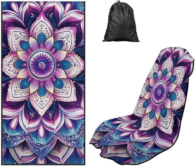 Purple Mandala Lotus Car Seat Cover Towel for Front Seat Only Boho Mandala Flower Car Seat Cover with Storage Bag Non-Slip Car Seat Towel Protector for Yoga Mat Auto Seat Interior Decor by YMPUDXFI