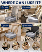 5 STARS UNITED Seat Cushion - Memory Foam Chair Cushion for Tailbone Pain Relief - Ergonomic Support for Coccyx, Sciatica & Butt - Office, Desk & Gaming Chair, Car Seat, Wheelchair, Airplane, L Gray - Image 3
