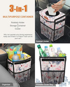 Pritent Car Trash Can with Lid Leakproof Car Garbage Bag Vehicle Trash Bin | Hanging Automotive Garbage Can,Multipurpose Car Accessories for Women Men Interior Car Storage Organizer(2 Gal,Flamingo) - Image 5