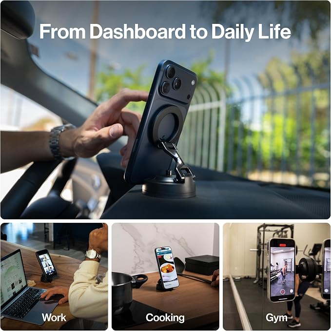 Statik HyperMount (Gen 3) Magnetic Phone Holder, for iPhone and Android | Upgraded Magnet Strength, Nano-suction Adhesive Gel, 360° Rotation, Compatible with MagSafe, Metal Rings for Android - Image 4