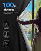 Sumobaby Blackout Curtains Portable 15”x60” No Drill Black Out Window Cover | 100% Blackout Shades with Heat-Resistant Hook&Loop Tapes,Thermal Insulated Window Blinds for Home,Nursery(1 Panel,Black) - Image 2