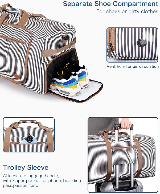 120L EXTRA LARGE Foldable Waterproof Travel Duffle Bag for Men and Women | with Shoe Compartment, Duffel for Weekender Gym Sport, Tear Resistant, Polyester - Image 4