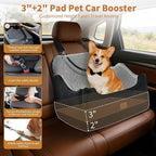 XEEP Dog Car Seat for Medium & Large Dogs Up to 55 lbs, Memory Foam | 2-in-1 Design, Includes Blanket & Urine Pad, 2 Height-Adjust Cushions, Two Safety Tethers, Machine Washable Cover(Black/Grey) - Image 7