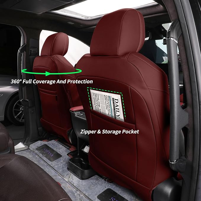coverdream Odyssey Car Seat Covers Custom Fit for 2004-2010 Honda Odyssey,2nd-Row Captain Chair,Fully Covered,Luxury Waterproof Leather Car Seat Protector(Wine Red) - Image 5