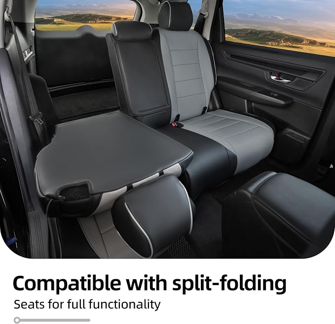 Lolcar CRV Seat Covers Custom Fit for Honda CRV 2023 2024 2025 2026 Leather Car Seat Cover Full Set for Trucks SUV,Waterproof Car Seat Cushion,Faux Leather (Black/Gray) - Image 8