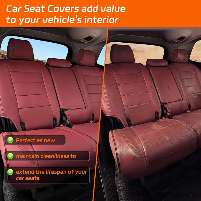 Ranaya Custom Fit Lexus Seat Covers for Lexus GX460 2012–2023 | for Base,Premium,Luxury,6-Passenger Full Set,(2nd Row Captain Chairs),Waterproof Leatherette, Pet & Kid Friendly,Burgundy - Image 7