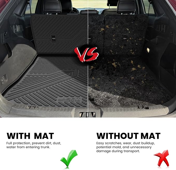 LASFIT Floor Mats for Ford Escape Gasoline 2020-2026(NOT for Hybrid Models) | Cargo Liner All Weather Protector TPE Custom Fit Car Floor Liners, 1st & 2nd Row & Trunk Set, 4PCS Black - Image 7
