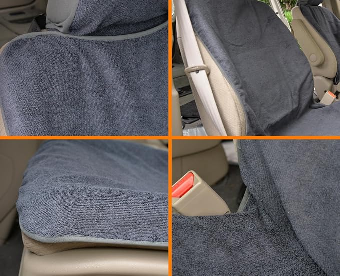 BDK UltraFit Waterpoof Car Seat Towel Cover, 2 Pack with Gray Trim – Washable Sweat Seat Protector, Ideal for Gym Swimming Surfing Running Crossfit, Fits Most Auto Truck Van SUV - Image 9