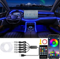 Jushope Car LED Lights, Interior Car Lights with Wireless APP/RF Remote/Button Control, Car Ambient Lighting Kit with 236" Integrated Molding Fiber Optic RGB Sync to Music (USB) by Jushope
