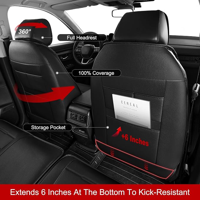 TTX LIGHTING Custom Fit Front Seat Covers for Hyundai Elantra 2016-2025 | Original Seat Pattern Faux Leather Waterproof Car Seat Protectors Airbag Compatible 2-Piece Set - Image 4