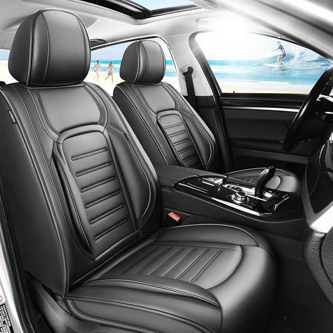 Fit CHR Car Seat Covers for Toyota CHR 2018-2021 2022 -Premium Leather, Waterproof，Breathable，All-Weather Seat Cushion Protecto & Airbag Compatible, Full Set Black by Unknown