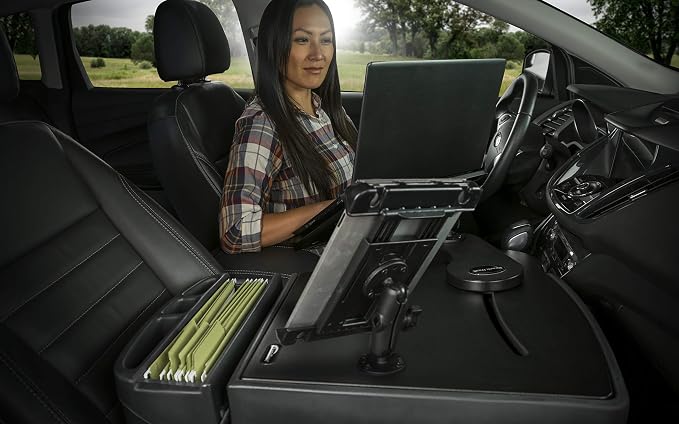 AutoExec Reach Desk Front Seat Car Desk and Portable Workstation with Tablet Mount and Phone Vent Clip, Black - Image 5