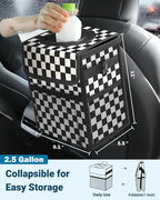Capolo Car Trash Can with Lid, Leakproof Car Garbage Can Car Trash Bag | Waterproof, Trash Can for Car, 3 Mesh Pockets, Mini Hanging Vehicle Car Trash Bin, for Back/Front Seat (Black Square,2.5 Gal) - Image 2