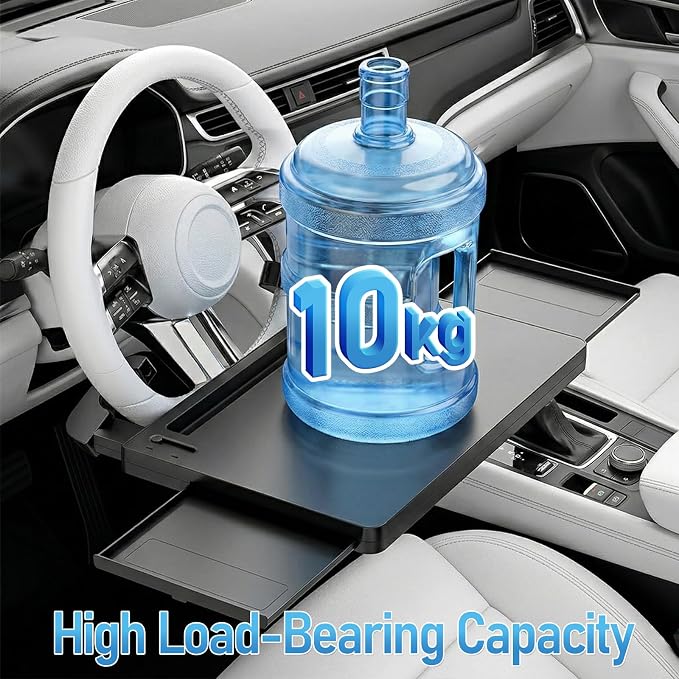 2 in 1 Steering Wheel Desk Dual Slide - 15"Out Trays Laptop Holder | Adjustable Laptop Tray,Car Seat Gap Filler Organizer with Tablet Slot Anti Slip Surface for Eating Writing Working for Car - Image 2
