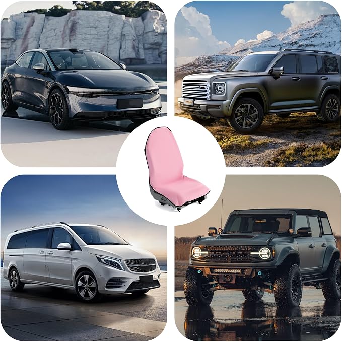 Waterproof Towel Car Seat Cover, Sweatproof Non Slip Towel Carseat Cover, Machine Washable Vehicle Bucket Frontseat Protector Accessories, Universal for SUV, Sedan, Truck (Pink) - Image 6