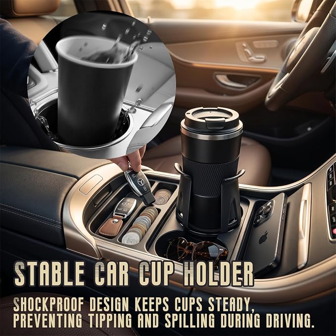 Car Cup Holder Inserts - 2 Pcs Adaptive Clarmping Arm Anti-Spill Stable Drink Holder for Most Vehicles - Image 6