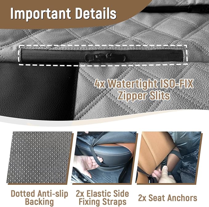 Pet Bench Seat Covers for Mid-Size Sedans and SUVs, Heavy Duty Nonslip Car Seat Protector for Child Car Seat, Waterproof Back Seat Covers for Dogs and Kids, Armrest & Seatbelt Access(Grey) - Image 6