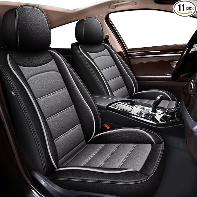 IKABEVEM Car Seat Covers Fit for Nissan Altima 2010-2024 2025 2026 : Full Set Luxury Leather Automotive Seat Covers, Car Seat Protector(5 Seats, Black&Grey) by IKABEVEM