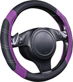 CAR PASS Line Rider Microfiber Leather Sporty 14.5-15 inch Steering Wheel Cover Universal Fits for 95% Truck,SUV,Cars, Anti-Slip Safety Comfortable Design (Black Purple) - Image 2