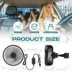 Glooglitter 2 Pcs Car Fan USB for Rear Seat Passenger Portable Headrest 360 Degree Rotatable 3 Speed 12v/ 24v Automobile Ventilation Fan with Clip for SUV Backseat, RV, Vehicles(Classic,Black) - Image 2