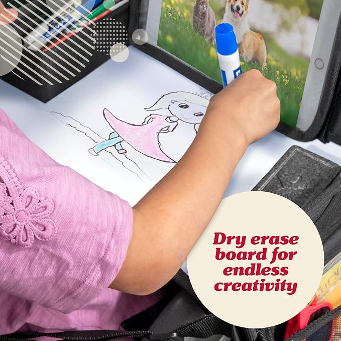 Lusso Gear Kids Travel Tray for Car - Road Trip Essentials for Kids - Car Seat Tray for Toddlers & Kids - for Airplane, Kids Travel Desk, Road Trip Activities (Mermaids) - Image 6