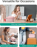 BAGSMART Travel Makeup Bag, Make Up Bag with Multiple Compartments for Organizer, Compact & Durable Cosmetic Organizer for Women for Travel Accessories (Pink - Image 6