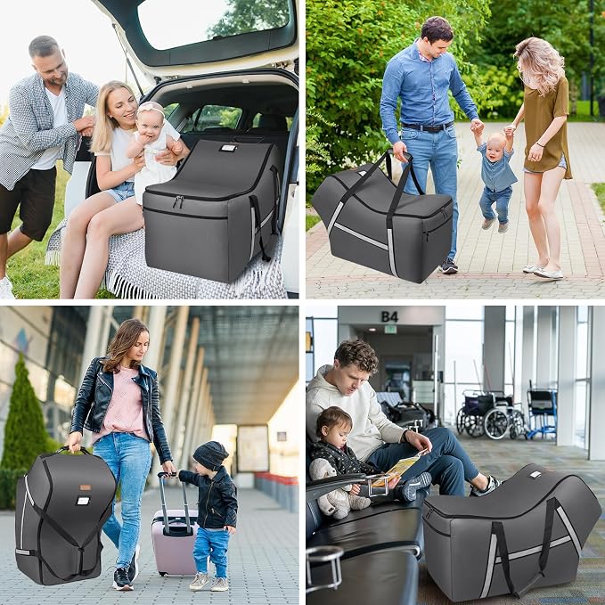 Infant Car Seat Travel Bag for Airplane Compatible with All Nuna Pipa Car Seat and Base,Chicco KeyFit 30 and Base, Padded Car Seat Bags for Air Travel,Car Seat Gate Check Bag with Side Pocket, Gray - Image 7