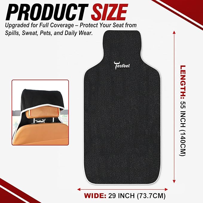 Car Seat Cover Towel 1PCS, 600g Ultra-Thick Absorbent Terry Cloth Seat Protector for Post-Gym Sweat & Beach,Universal Fit for Sedans SUV Trucks,Machine Washable Interior Protection (Black) - Image 3
