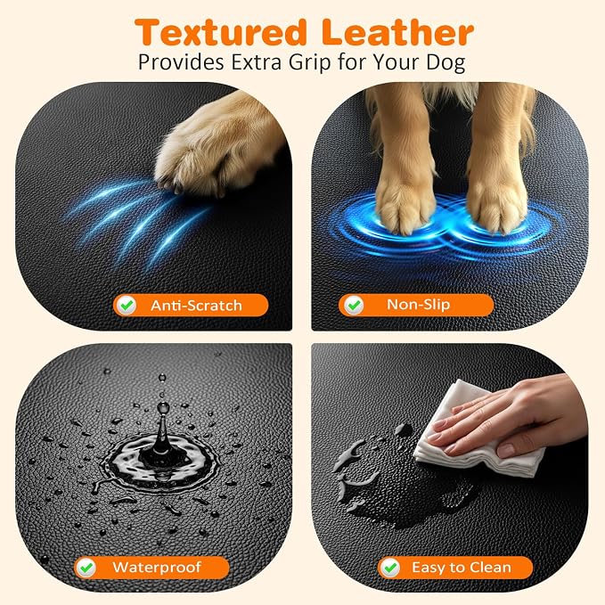 URPOWER XL Hard Bottom Dog Seat Cover for Full-Size Truck Back Seat | 400 lbs Support, 45% More Space, PU Leather, Waterproof, Scratch Resistant, Non-Slip, Mesh Window, Dog Seat Belt Included - Image 3