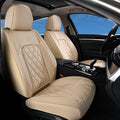 Coverado Front Seat Covers, Luxury Faux Leather Waterproof Seat Cover, Beige Car Seat Protector, Car Seat Cover Front Seats, Automotive Seat Covers Universal Fit for Most Cars (Front, Beige) by COVERADOAUTO