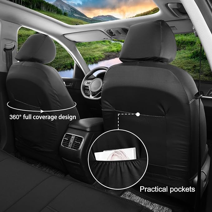 GIANT PANDA Waterproof Neoprene 2 Pack Front Car Seat Covers Custom Fit Chevy Silverado & GMC Sierra 1500 2500 3500 2007-2026 Crew Extended Double Cab Trucks, Leak-Proof Wetsuit (Black) - Image 7