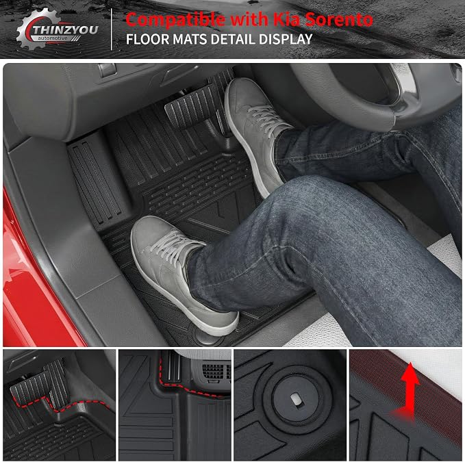 Floor Mats for 2021-2025 2026 Kia Sorento 6&7 Passenger | Not for Hybrid, Trunk Mat Cargo Mat Cargo Liner TPE All Weather Back Seat Cover Protector 2024 Sorento Accessories - Image 3