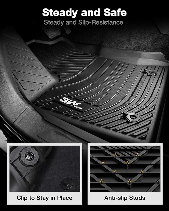 3W Floor Mats Fit 2022-2026 Toyota Tundra CrewMax Cab, TPE All-Weather | Custom Fit Floor Liner, Easy to Clean, SR/SR5/TRD PRO/Limited/Platinum/Castone - Image 2