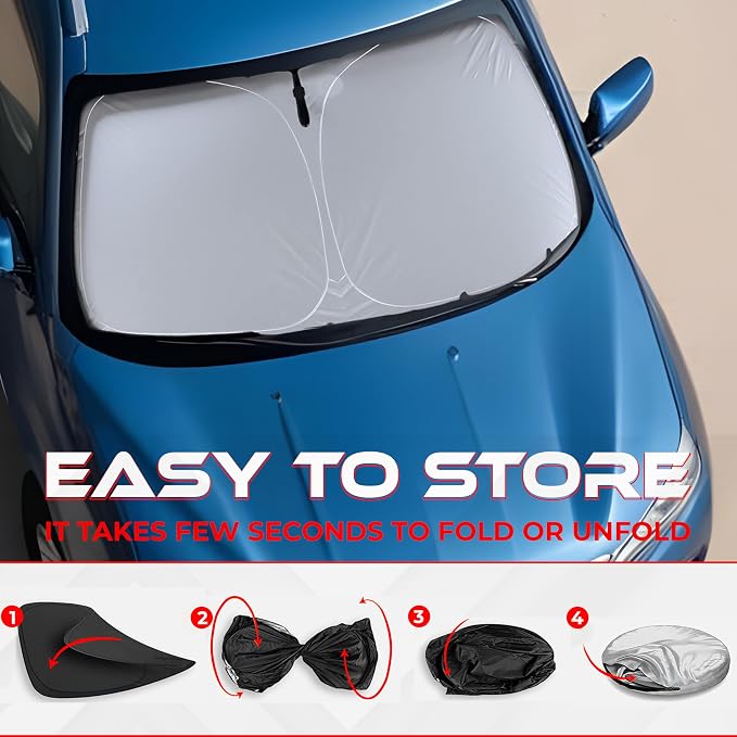Autotech Park Foldable Sunshade Compatible with 2011-2015 Kia Optima Sedan, UV Reflective and Easy Storage, Custom-fit Car Windshield Sun Shade - Image 5