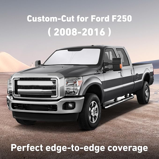 EcoNour Windshield Sunshade Compatible for Ford F-250 F-350 2008-2015 2016 | Super Duty 2Dr Regular Cab,4Dr Super Crew Cab,Super Cab, Sun Visor for Front Window Sun Shade Cover, Car Accessories - Image 2