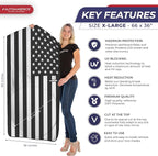 Autoamerics Truck Windshield Sun Shade with Storage Pouch & Anti-Slip Dashboard Pad - Foldable B&W American Flag Design Sunshade - Blocks Max UV Rays, Keeps Vehicle Cool | X-Large (66 x 36 inches) - Image 2