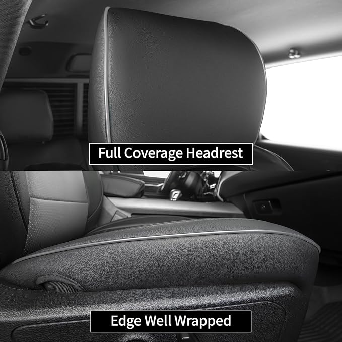 EKR Ram 1500 Seat Covers Custom Fit for (Quad Cab) RAM 1500 ST/SLT/Tradesman/Express/Big Horn/Outdoorsman 2011-2018,Waterproof Black Car Seat Cover for Trucks Full Set-Faux Leather (Black/Gray) - Image 5
