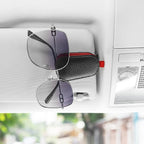 SINGARO Sunglasses Holder for Car, Leather Magnetic Buckle Sun Visor Sunglass Clip, Ticket Card Storage Glasses Clip, Car Interior Accessories for Men and Women（2PCS Black-red） - Image 3
