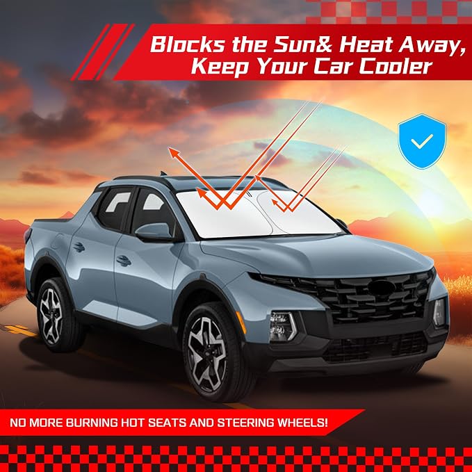 ARISMOTOR Windshield Sun Shade for H-yundai Santa Cruz 2022-2025 2026 | Custom Fit, Foldable, Front Window Sunshade Sun Visor Protector, Block UV Rays, Keep Car Cool - Image 7