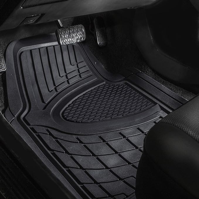 FH Group Premium Liners Tall Channel Trimmable All Weather Rubber Full Set Car Floor Mats (Black) w. Trimmable All-Season Cargo Liner (Black) - Universal Fit for Cars Trucks and SUVs - Image 3