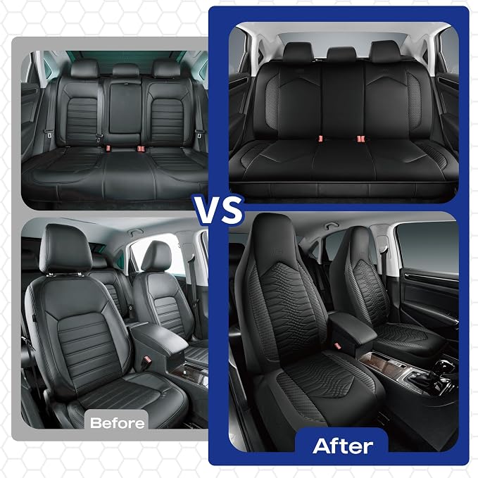 Skechers Memory Foam Car Seat Covers, Leather High Back Seat Covers Quilting Design,Waterproof Sports Car Seat Covers Front Seats,Airbag Compatible Universal Fit for Most Cars, SUVs,Trucks,Black - Image 6