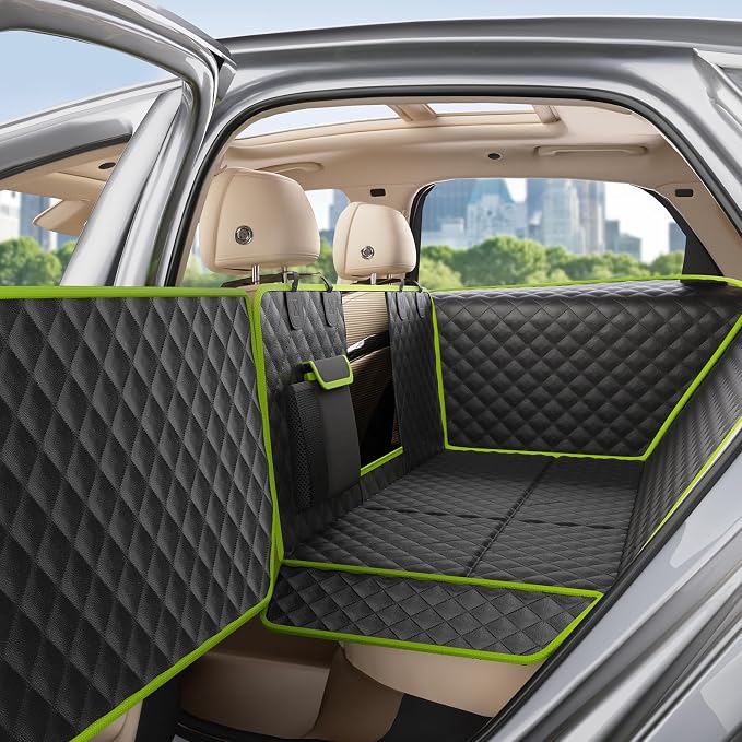 Pecute Dog Car Seat Cover for Back Seat 53.54 * 23.62 in, Car Window Fixing for Maximum Car Protection, Leather Fabric Back Seat Extender for Dogs, Waterproof & Scratch-Resistant, Support to 330 lbs by pecute