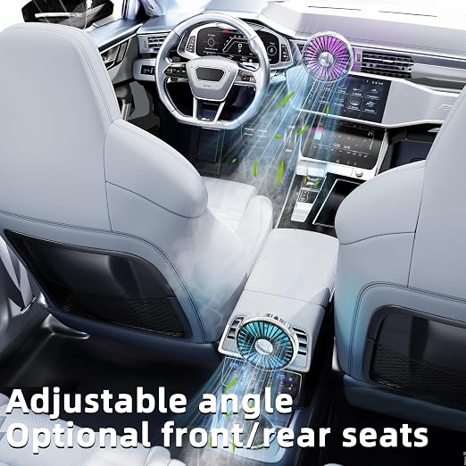 USB Car Fan for Air Vent, 360°Rotatable Clip On Cooling Fan with LED Light, Portable Vehicle Fan for Backseat, Truck, SUV, RV, Quiet Car Vent Fan for Summer Travel, Car Seat Cooling Fan,Silver - Image 4