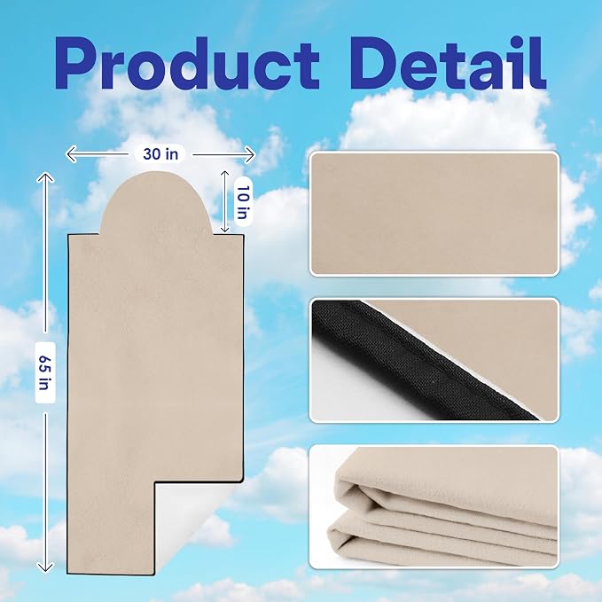 2 Pack Car Seat Towel Covers for Gym, Front Seats, Beige | Beige Sweat Protector for Front Seats Premium Thickened with Elastic Strap Breathable & Quick Dry Machine Washable Running - Image 2