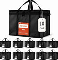 NZ home Insulated Food Bag, Portable Cooler Tote (3XL, Black, 10 Pack) | Large thermal bag, For cold & hot food, Soft sided cooler, Heavy duty carrier, Grocery shopping, Food delivery, Catering bag by NZhome